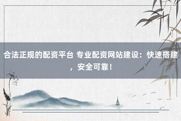 合法正规的配资平台 专业配资网站建设：快速搭建，安全可靠！