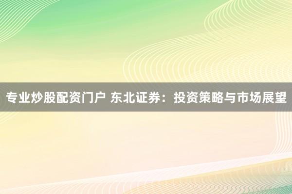 专业炒股配资门户 东北证券：投资策略与市场展望
