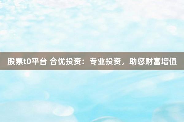 股票t0平台 合优投资：专业投资，助您财富增值