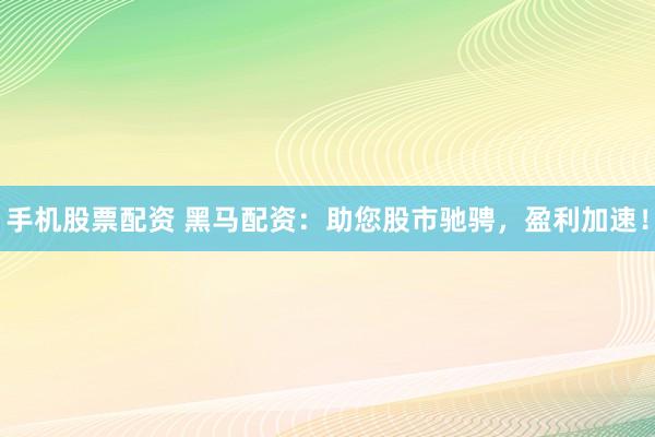 手机股票配资 黑马配资：助您股市驰骋，盈利加速！