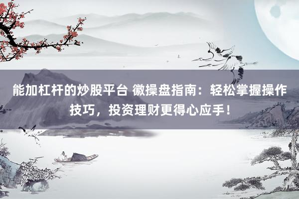 能加杠杆的炒股平台 徽操盘指南：轻松掌握操作技巧，投资理财更得心应手！