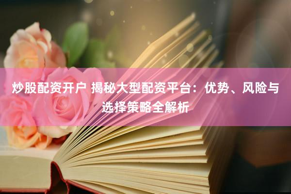 炒股配资开户 揭秘大型配资平台：优势、风险与选择策略全解析