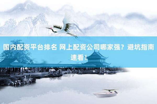 国内配资平台排名 网上配资公司哪家强？避坑指南速看！