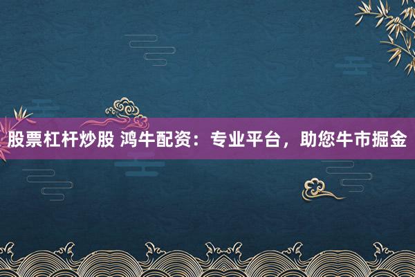 股票杠杆炒股 鸿牛配资：专业平台，助您牛市掘金