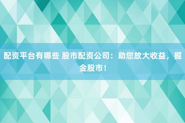 配资平台有哪些 股市配资公司:助您放大收益,掘金股市!