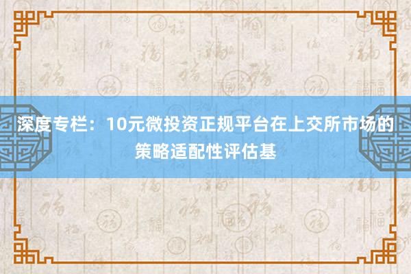 深度专栏：10元微投资正规平台在上交所市场的策略适配性评估基