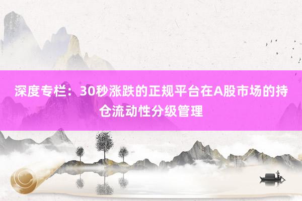 深度专栏：30秒涨跌的正规平台在A股市场的持仓流动性分级管理