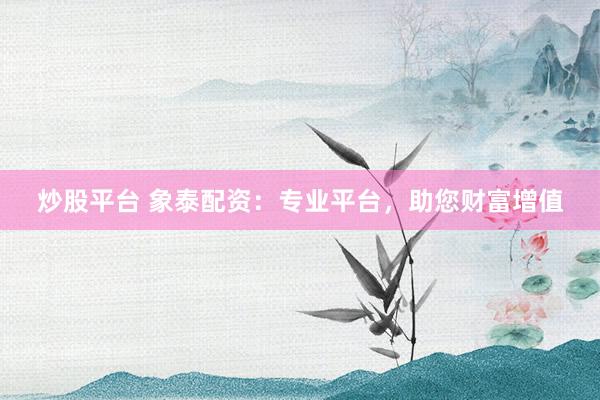 炒股平台 象泰配资：专业平台，助您财富增值