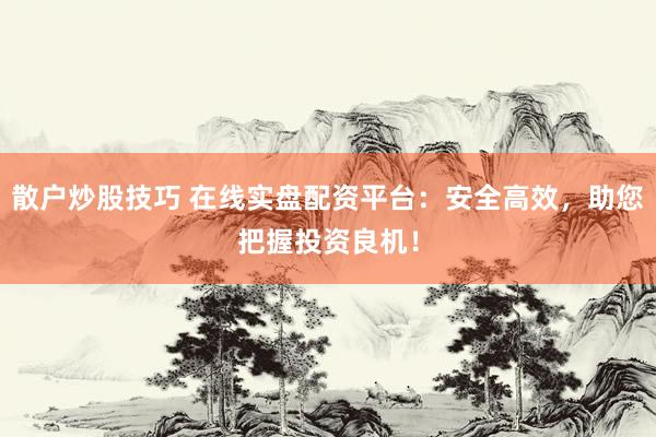 散户炒股技巧 在线实盘配资平台:安全高效,助您把握投资良机!