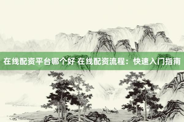 在线配资平台哪个好 在线配资流程：快速入门指南
