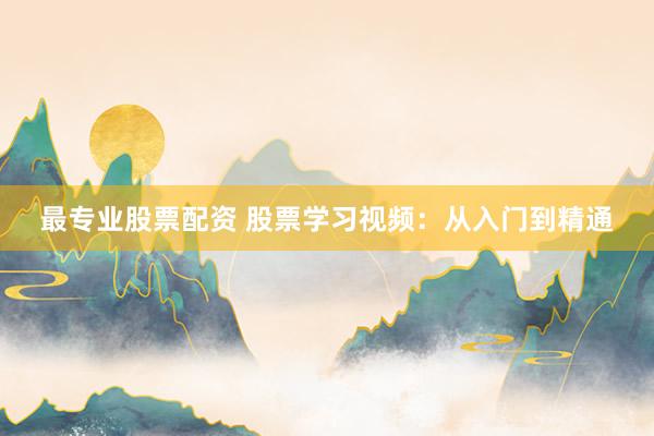 最专业股票配资 股票学习视频：从入门到精通